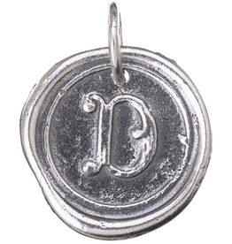 Waxing Poetic Round Insignia Charm- Silver- Letter D