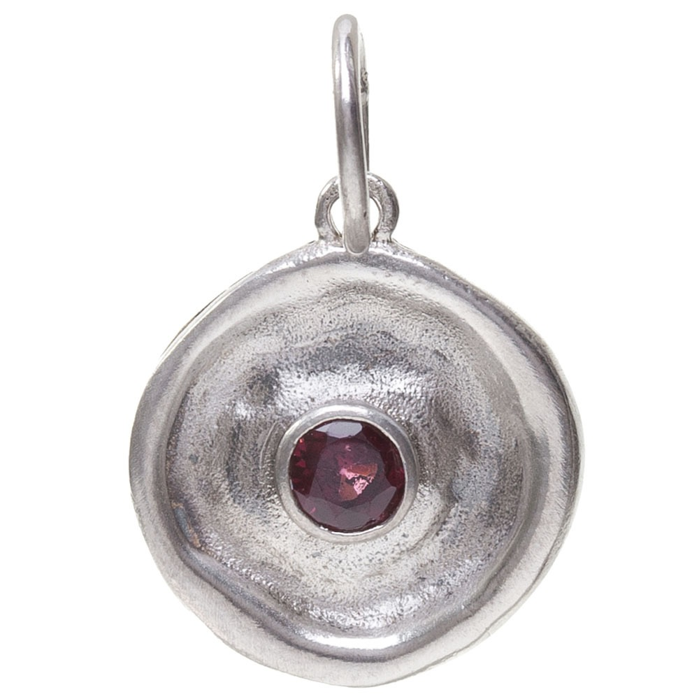 Waxing Poetic Birth Ornament Pendant- Silver- January/ Garnet