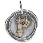 Waxing Poetic Rivet Insignia Charm- Silver/Brass- Letter P