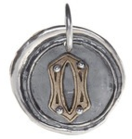 Waxing Poetic Rivet Insignia Charm- Silver/Brass- Letter O