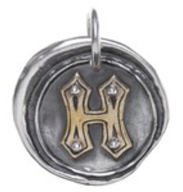 Waxing Poetic Rivet Insignia Charm- Silver/Brass- Letter H