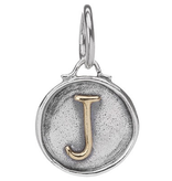 Waxing Poetic Chancery Insignia Charm- Silver/Brass- Letter J