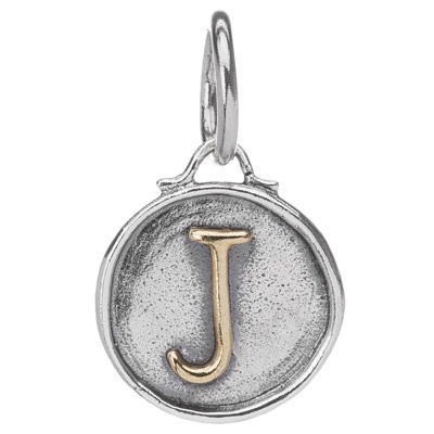 Waxing Poetic Chancery Insignia Charm- Silver/Brass- Letter J