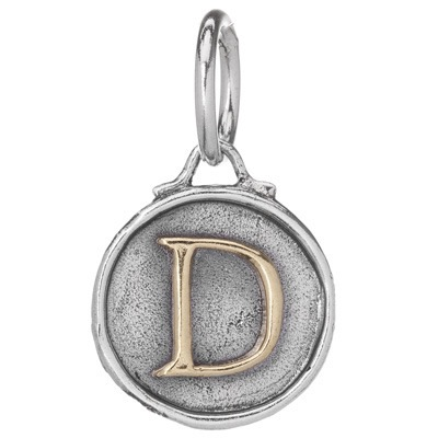 Waxing Poetic Chancery Insignia Charm- Silver/Brass- Letter D