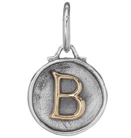 Waxing Poetic Chancery Insignia Charm- Silver/Brass- Letter B