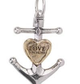 Waxing Poetic Love Anchor Charm - Sterling Silver & Brass