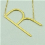Cool and Interesting - Gold Plated Large Sideways Initial Necklace - R