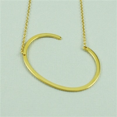 Cool and Interesting - Gold Plated Large Sideways Initial Necklace - C
