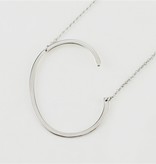 Cool and Interesting - Silver Plated Large Sideways Initial Necklace - C