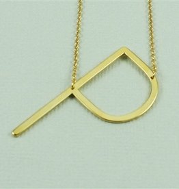 Cool and Interesting - Gold Plated Large Sideways Initial Necklace - P