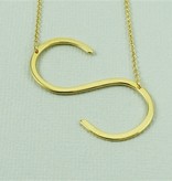 Cool and Interesting - Gold Plated Large Sideways Initial Necklace - S