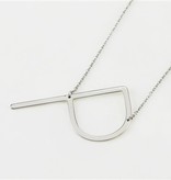Cool and Interesting - Silver Plated Large Sideways Initial Necklace - P