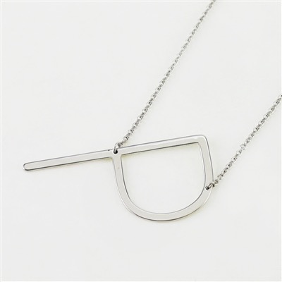 Cool and Interesting - Silver Plated Large Sideways Initial Necklace - P