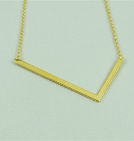 Cool and Interesting - Gold Plated Large Sideways Initial Necklace - L