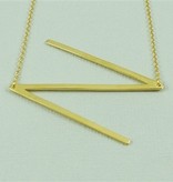 Cool and Interesting - Gold Plated Large Sideways Initial Necklace - N