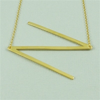 Cool and Interesting - Gold Plated Large Sideways Initial Necklace - N