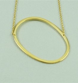 Cool and Interesting - Gold Plated Large Sideways Initial Necklace - O