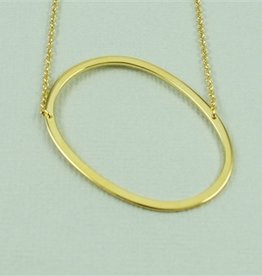 Cool and Interesting - Gold Plated Large Sideways Initial Necklace - O