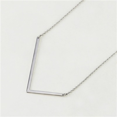 Cool and Interesting - Silver Plated Large Sideways Initial Necklace - L