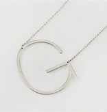 Cool and Interesting - Silver Plated Large Sideways Initial Necklace - G