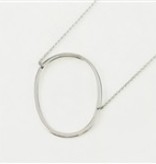 Cool and Interesting - Silver Plated Large Sideways Initial Necklace - O