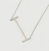 Cool and Interesting - Silver Plated Large Sideways Initial Necklace - I