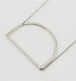 Cool and Interesting - Silver Plated Large Sideways Initial Necklace - D