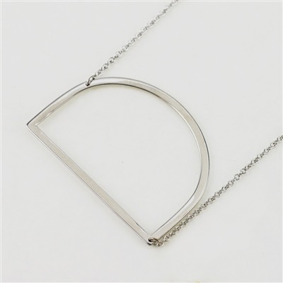 Cool and Interesting - Silver Plated Large Sideways Initial Necklace - D