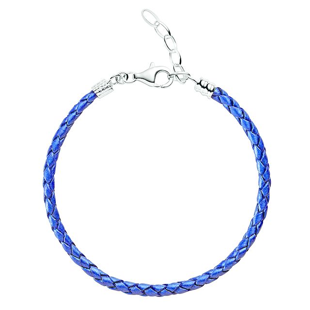Chamilia One Size Blue Metallic Braided Leather Bracelet