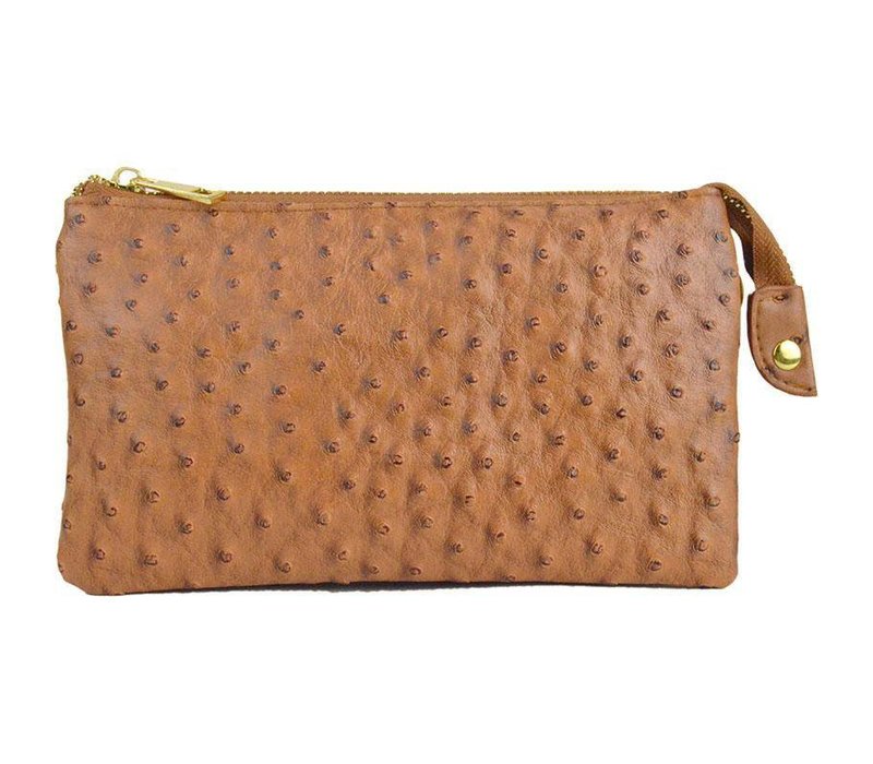 Ah Dorned 3 In 1 Ostrich Purse Camel
