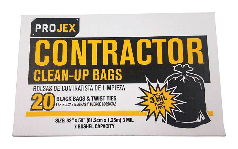 42 GAL BLACK CONTRACTOR CLEAN-UP BAG 20CT 3MIL