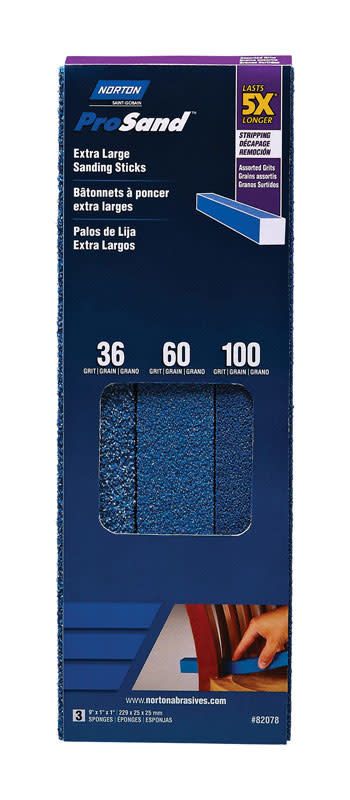 norton abrasives prosand x lrg sanding sticks ast 9 x1 x1 60 120 180 grit 3 pk cappys paint and wallpaper cappys paint and wallpaper