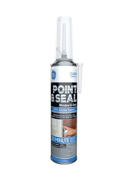 GENERAL ELECTRIC G.E. POINT & SEAL CLEAR 100% SILICONE WINDOW & DOOR 7.25OZ