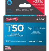 T50 1/4" 6MM STAPLES 1250/PKG