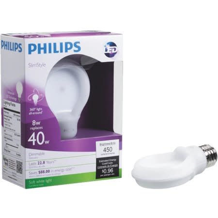 PHILIPS 8W A19 SLIMSTYLE SOFT WHITE LED BULB 40W EQUIV