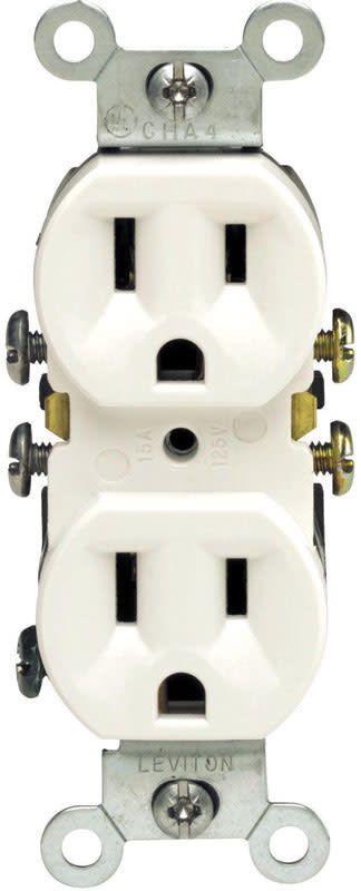 LEVITON GROUND RECEPTACLE 15A WH