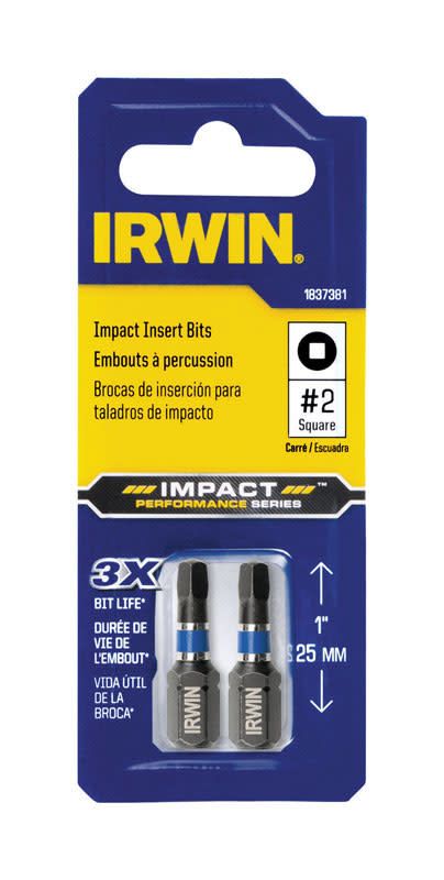 IRWIN IRWIN  INSERT BIT IMPACT #2SQ X 1" OAL 2/CARD