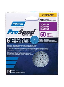 NORTON ABRASIVES 6" PROSAND CYCLONIC HOOK & SAND SANDING DISC 60 GRIT 10/PK