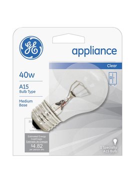 GENERAL ELECTRIC 40W A15 CLEAR APPLIANCE LAMP CARDED