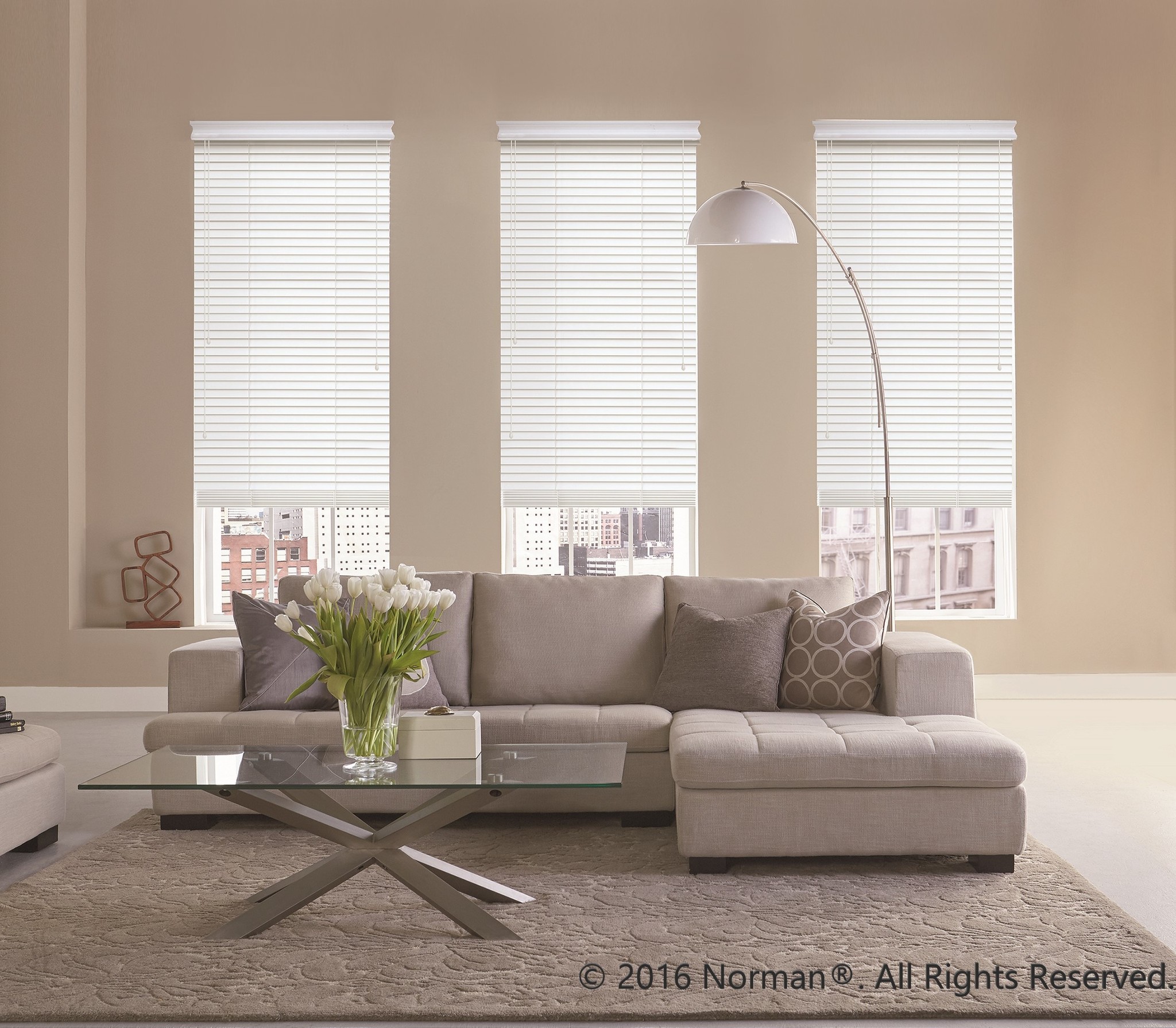 Norman Window Shades SmartPrivacy® Faux Wood Blinds