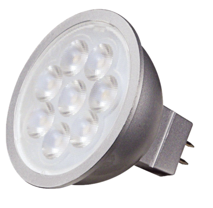 6/5W-MR16 LED-3000K-40' BEAM-GU5.3 BASE-12V AC/DC-50W INCNDSCNT EQUIV