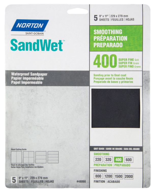 WATERPROOF SANDPAPER- 400 GRIT 5/PK