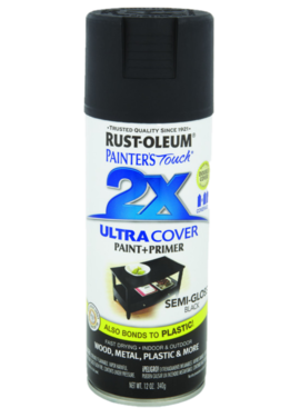 Rust-Oleum 12OZ PAINTERS TOUCH ULTRA COVER 2X SEMI-GLOSS BLACK