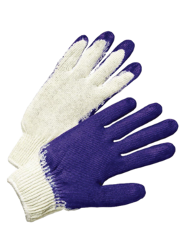 BLUE DIPPED LATEX PALM STRING KNIT GLOVES 12/PK - LARGE