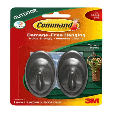 Command Medium Outdoor Slate Terrace Hooks Two Pack Cys Paint 3m Tapes Adhesives Command Medium Outdoor Slate Terrace Hooks Two Pack