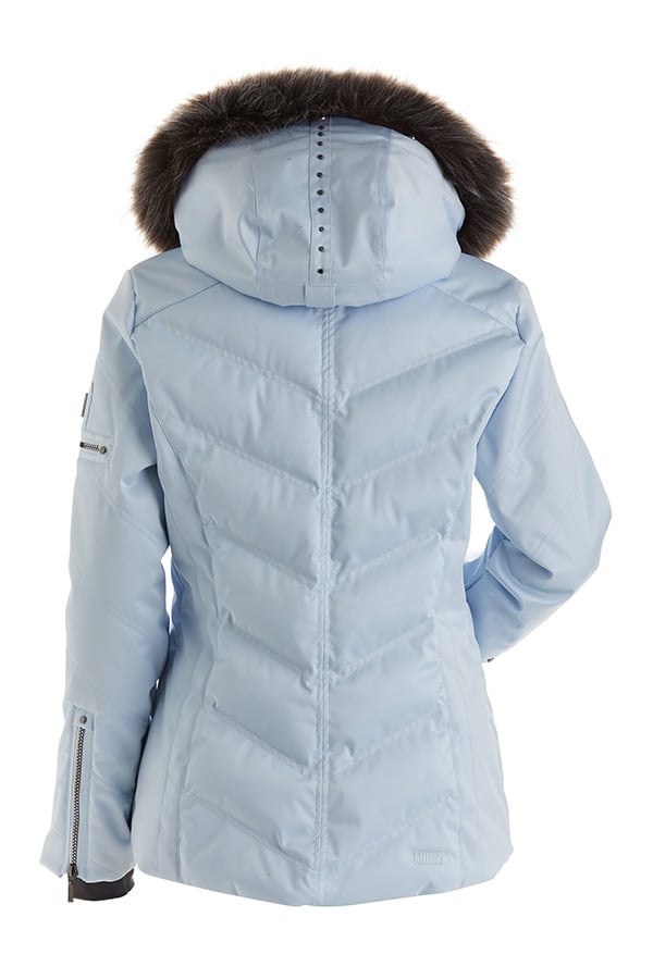 Womens ski jacket white with fake fur