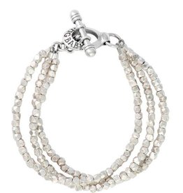 King Baby Three Strand Silver Bead Bracelet with Clasp