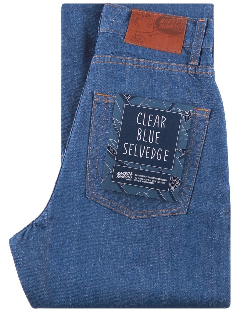 naked and famous clear blue selvedge