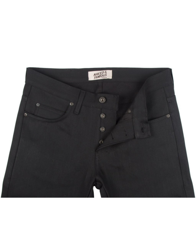 Naked & Famous Naked & Famous Super Skinny Guy Solid Black Selvedge Jean