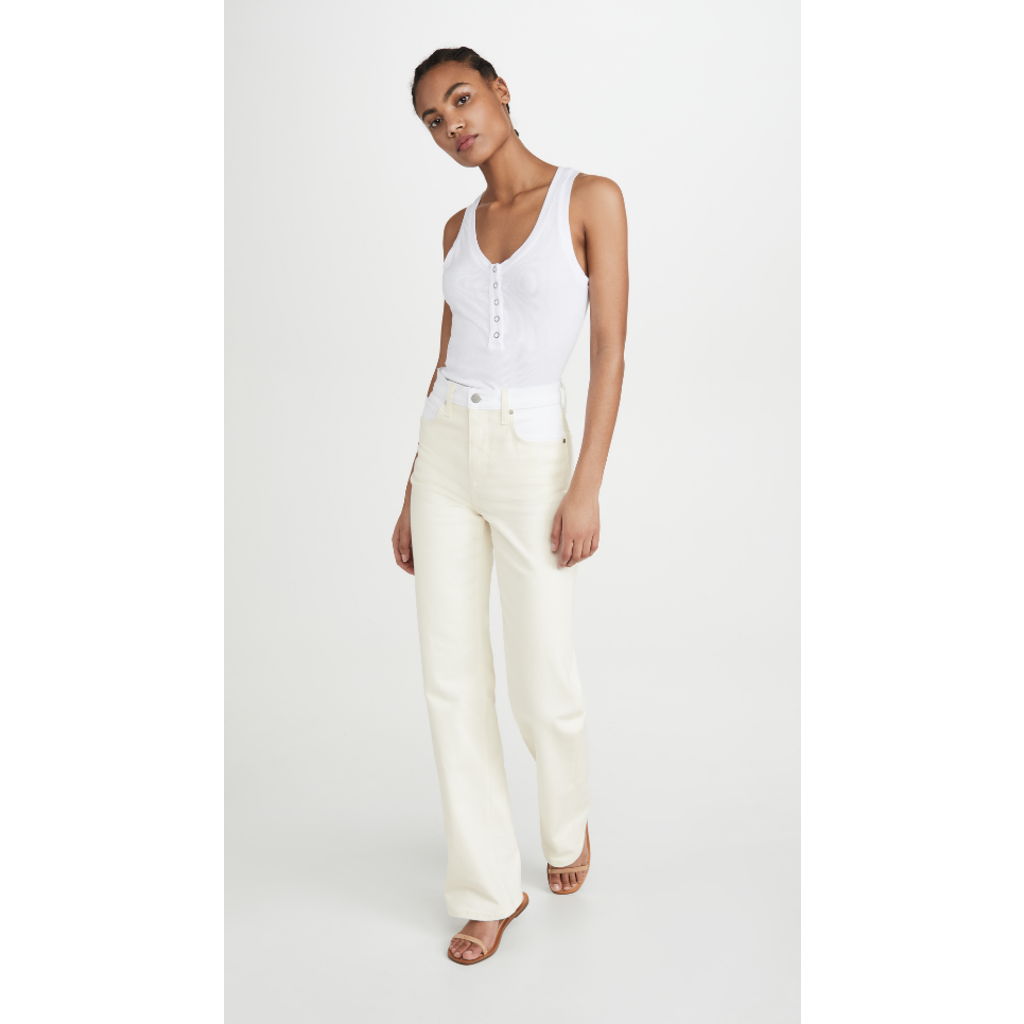 High Waist Relaxed Jeans - White